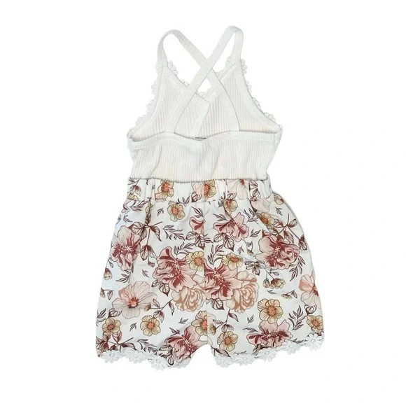 BEAUTIFUL SHEIN White Floral Kids Crisscross Back Romper | Baby Girl 12 Month - Picture 2 of 4
